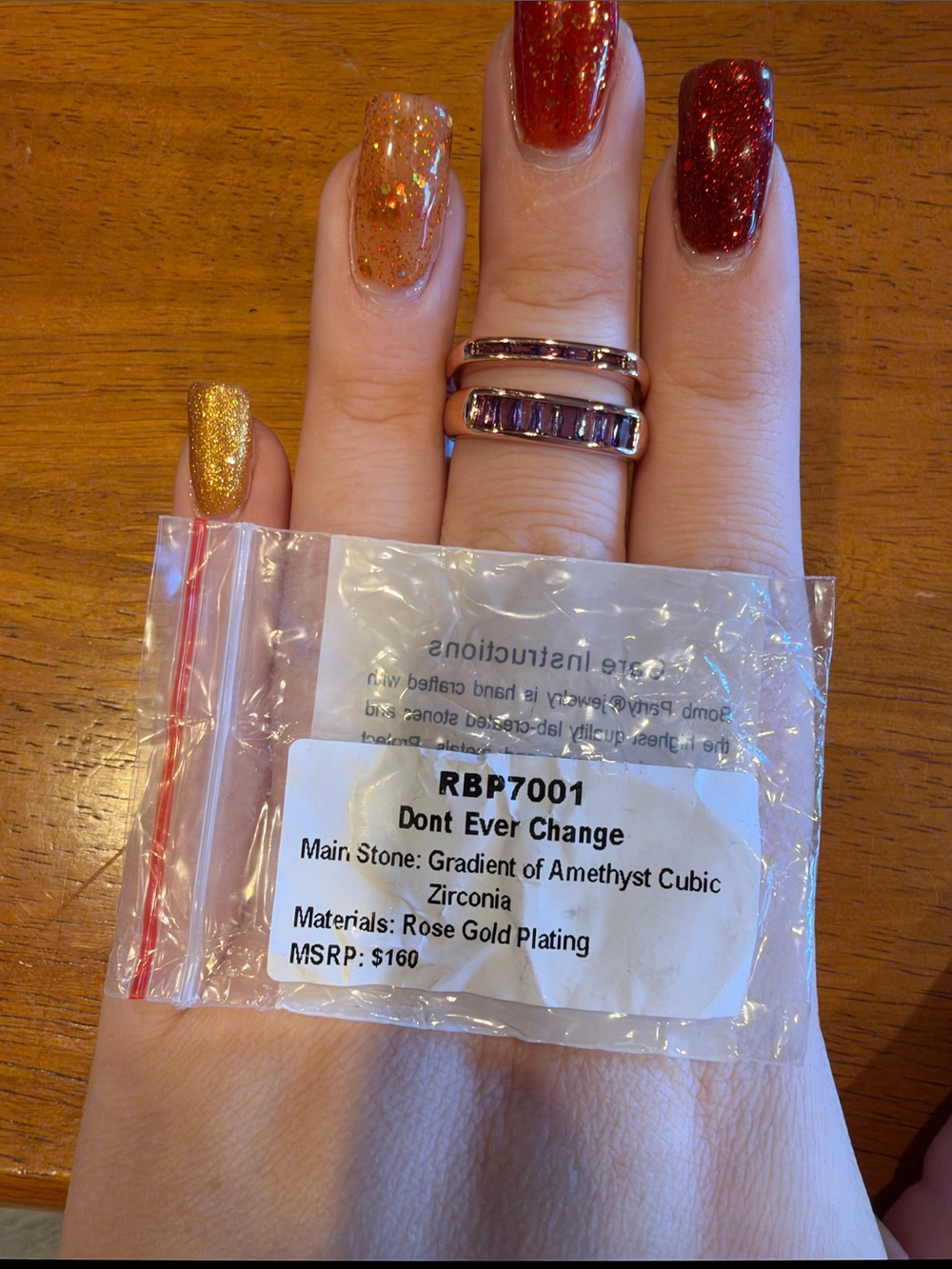 Dont Ever Change Gradient Amethyst Ring - Rose Gold